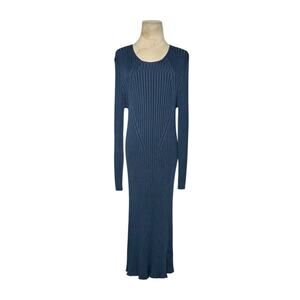 H&M stale blue knit long sleeves midi sweater dress size XL
